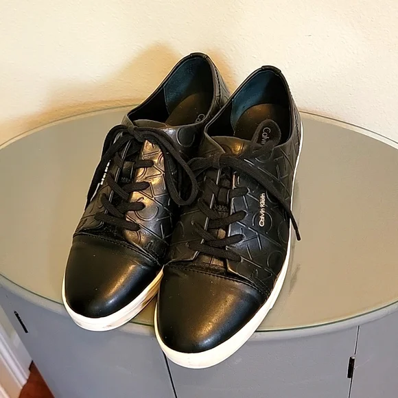 Calvin Klein Shoes Calvin Klein Black Embossed Leather Sneaker